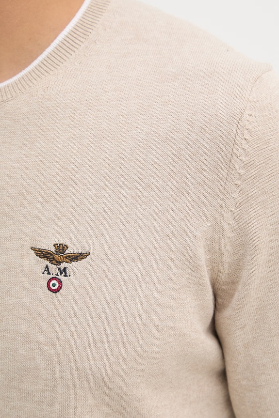 Βαμβακερό πουλόβερ Aeronautica Militare MA1631UL00506 μπεζ