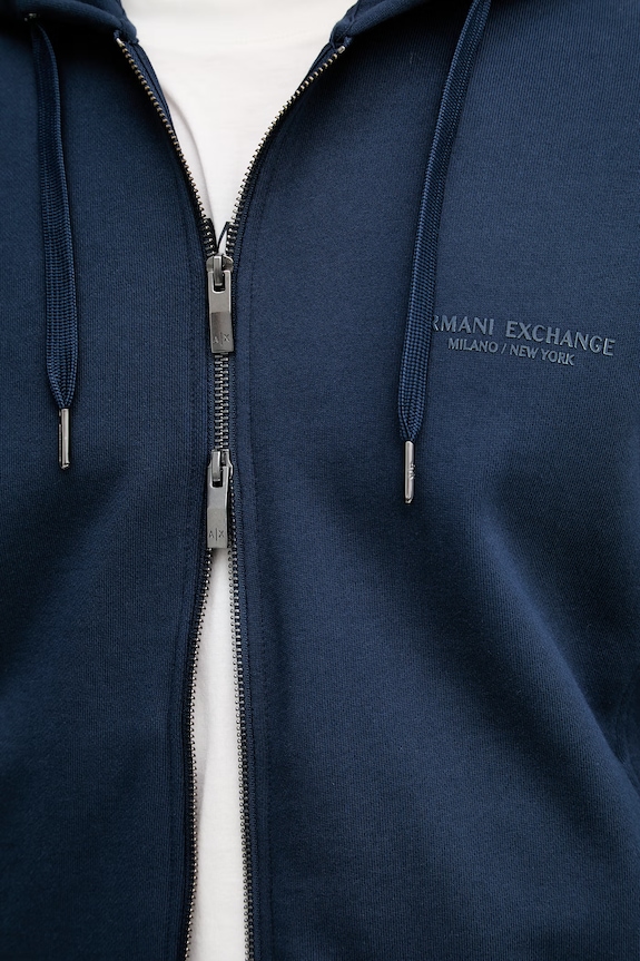 Armani Exchange mikina na zips s kapucňou pánska bavlnená XM001293.AF20934 tmavomodrá