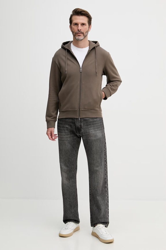 Armani Exchange bluza rozpinana z kapturem męska bawełniana XM001293.AF20934 brązowy SS26