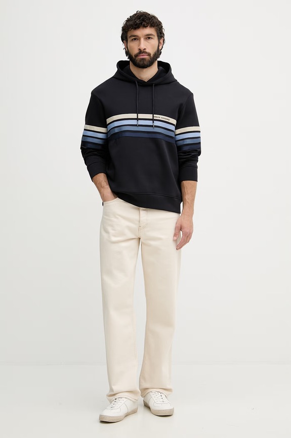 Armani Exchange mikina s kapucňou pánska XM002053.AF10818 tmavomodrá SS26