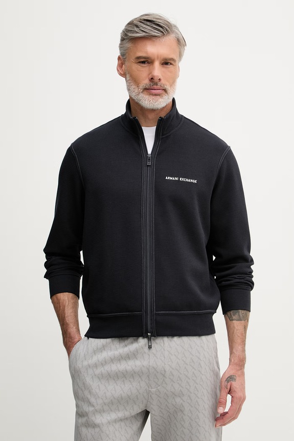 Armani Exchange hanorac cu fermoar pentru bărbați, din bumbac bleumarin XM002327.AF21870