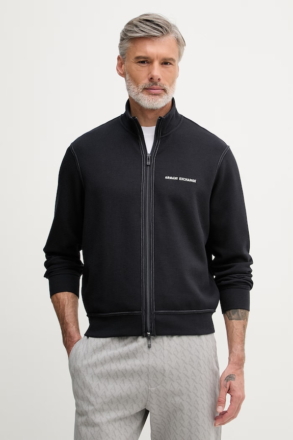 Armani Exchange hanorac cu fermoar pentru bărbați, din bumbac bleumarin XM002327.AF21870