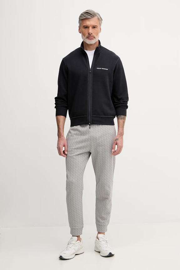 Armani Exchange hanorac cu fermoar pentru bărbați, din bumbac XM002327.AF21870 bleumarin SS26