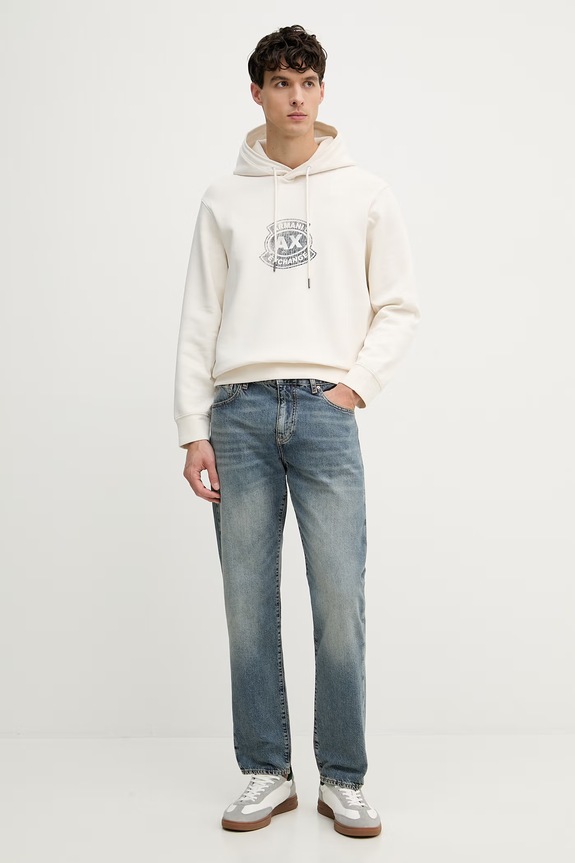 Pánska mikina s kapucňou Armani Exchange XM002332.AF10818 béžová SS26