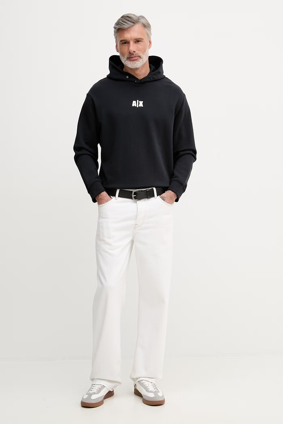 Armani Exchange hanorac cu glugă pentru bărbați, din bumbac XM002388.AF20169 bleumarin SS26