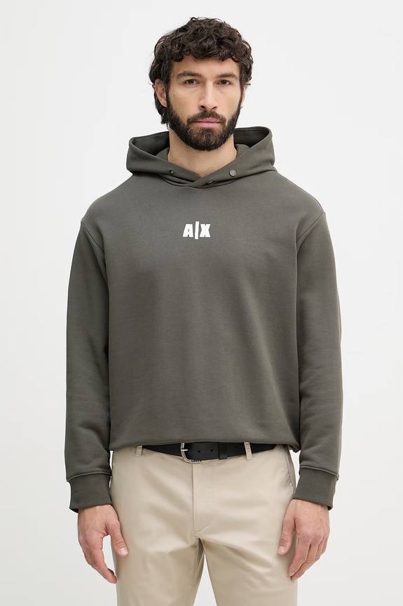Armani Exchange hanorac cu glugă pentru bărbați, din bumbac verde XM002388.AF20169
