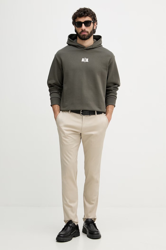 Armani Exchange hanorac cu glugă pentru bărbați, din bumbac XM002388.AF20169 verde SS26