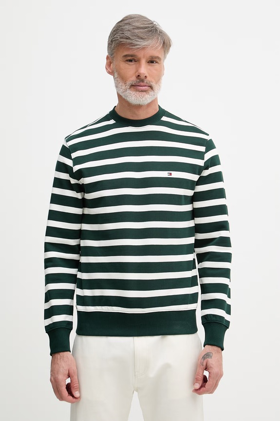 Tommy Hilfiger mikina pánska bavlnená zelená MW0MW41352