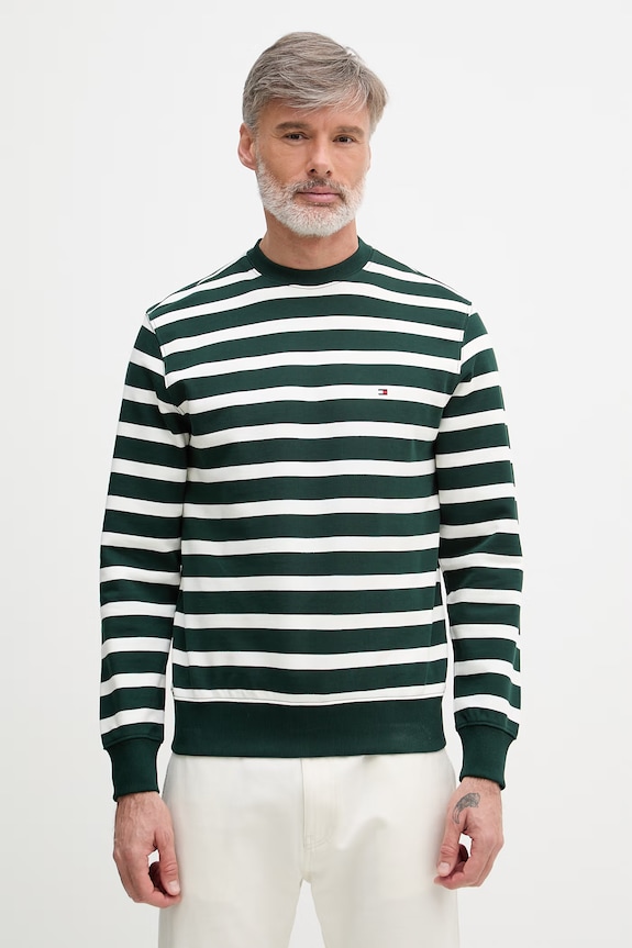 Tommy Hilfiger mikina pánska bavlnená zelená MW0MW41352