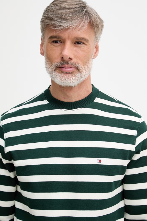 Tommy Hilfiger mikina pánska bavlnená zelená MW0MW41352