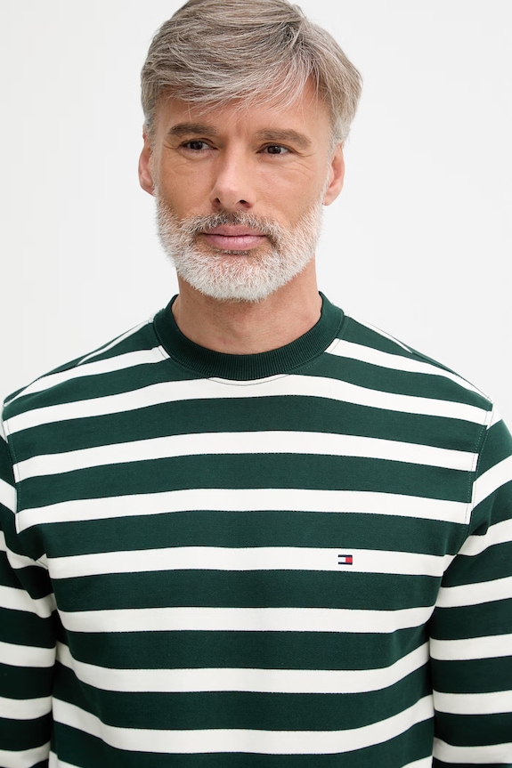 Tommy Hilfiger mikina pánska bavlnená zelená MW0MW41352