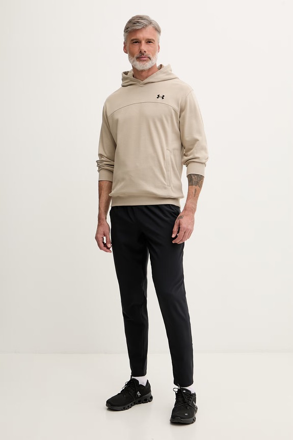 Under Armour μπλούζα με κουκούλα ανδρική με βαμβάκι Rival LW Hoodie 6012335 μπεζ SS26