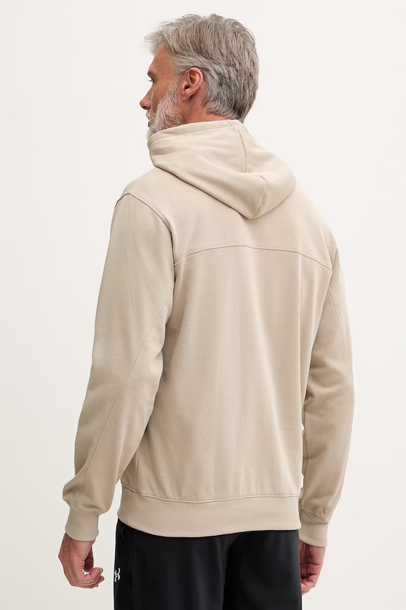 Ρούχα Under Armour μπλούζα με κουκούλα ανδρική με βαμβάκι Rival LW Hoodie 6012335 μπεζ