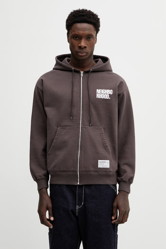 Clothing NEIGHBORHOOD cotton sweatshirt CLASSIC SWEAT ZIP HOODIE LS 252UWNH.CSM03 brown