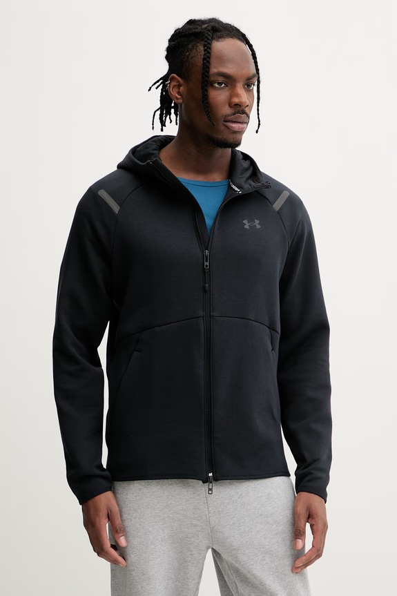 Under Armour μπλούζα με κουμπιά ανδρική Unstoppable Flc μαύρο 1389352