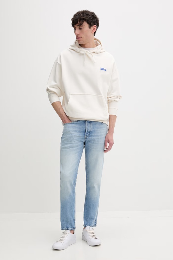 HUGO Blue mikina s kapucňou pánska bavlnená Nohahood 50557792 béžová SS26