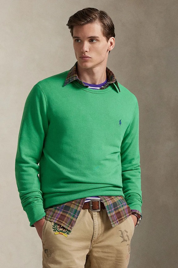 Polo Ralph Lauren ISLAND LOOPBACK-KNT-SWEATSHIRT μπλούζα βαμβακερή ανδρική πράσινο 710A12485003