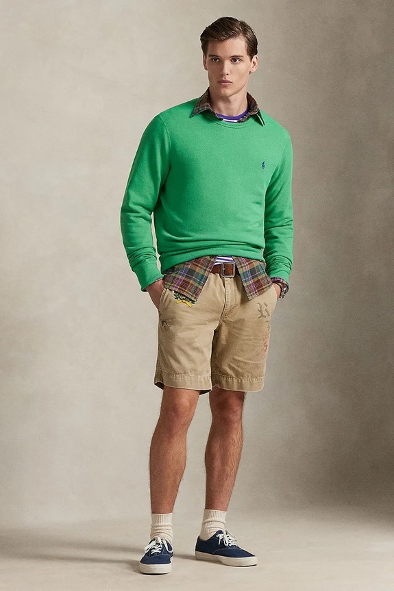 Ρούχα Polo Ralph Lauren ISLAND LOOPBACK-KNT-SWEATSHIRT μπλούζα βαμβακερή ανδρική 710A12485003 πράσινο