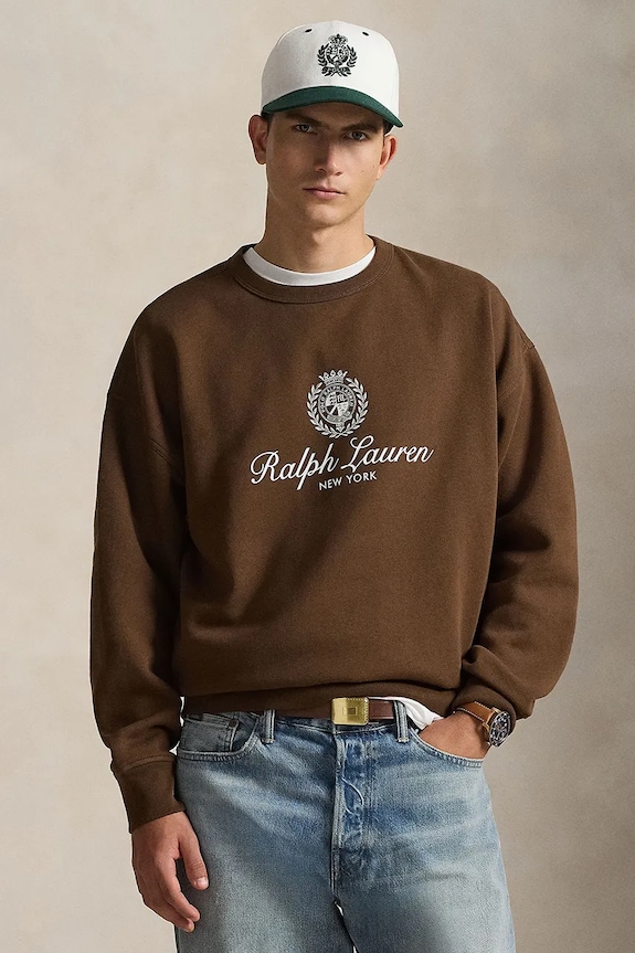 Polo Ralph Lauren bluza SEASONAL FLEECE-KNT-SWEATSHIRT pozostałe brązowy 710A13264001
