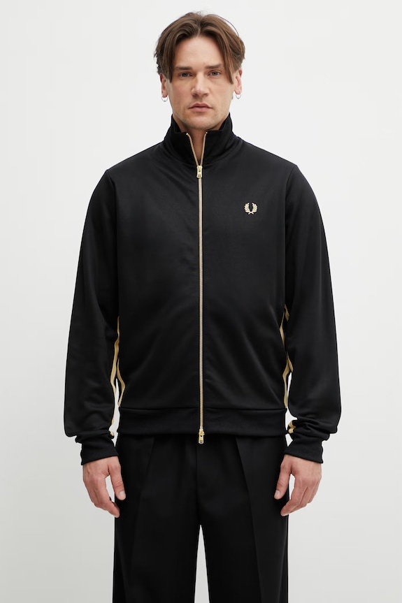 Fred Perry zip-up sweatshirt cotton men's black J2329