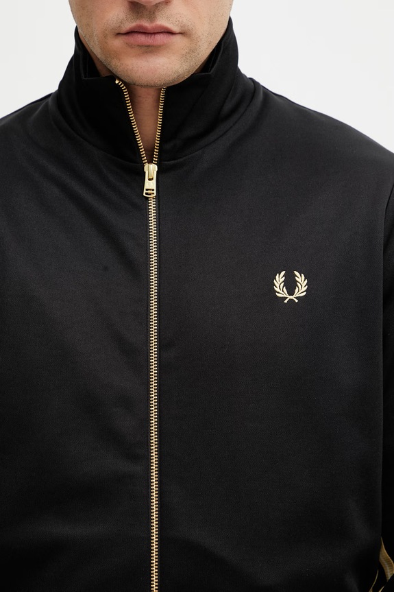 Fred Perry cipzáras melegítőfelső férfi pamuttal fekete J2329