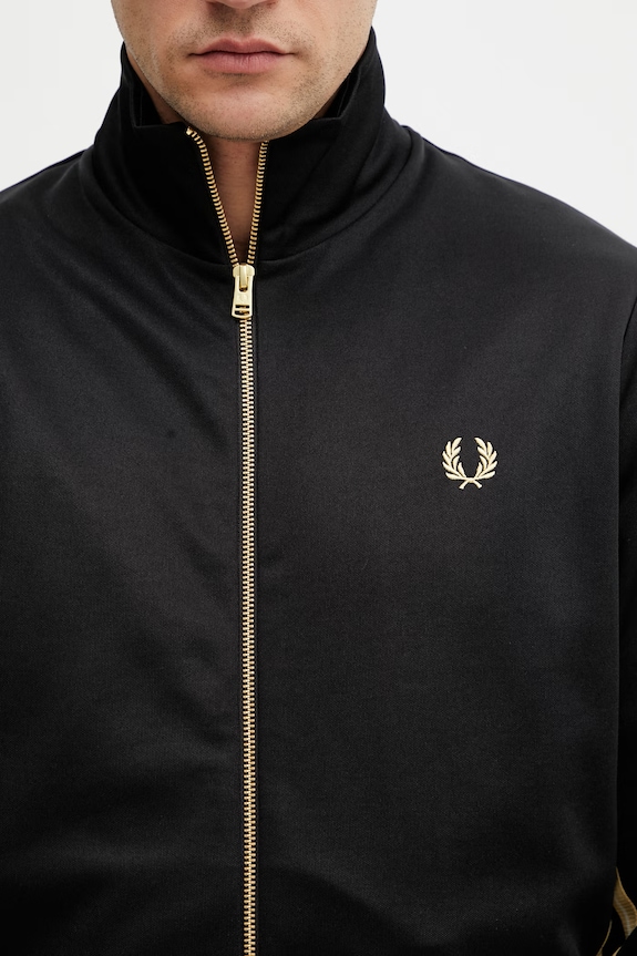 Fred Perry zip-up sweatshirt cotton men's black J2329