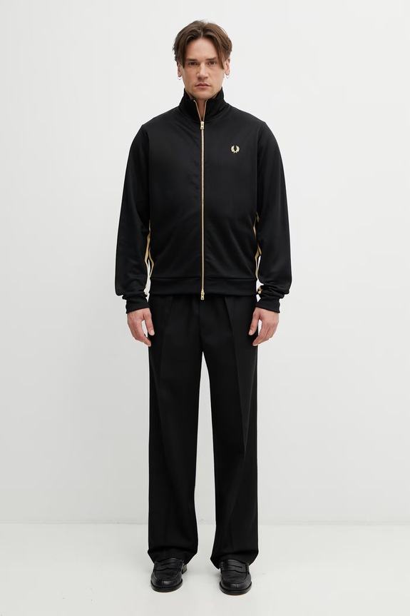 Fred Perry cipzáras melegítőfelső férfi pamuttal J2329 fekete