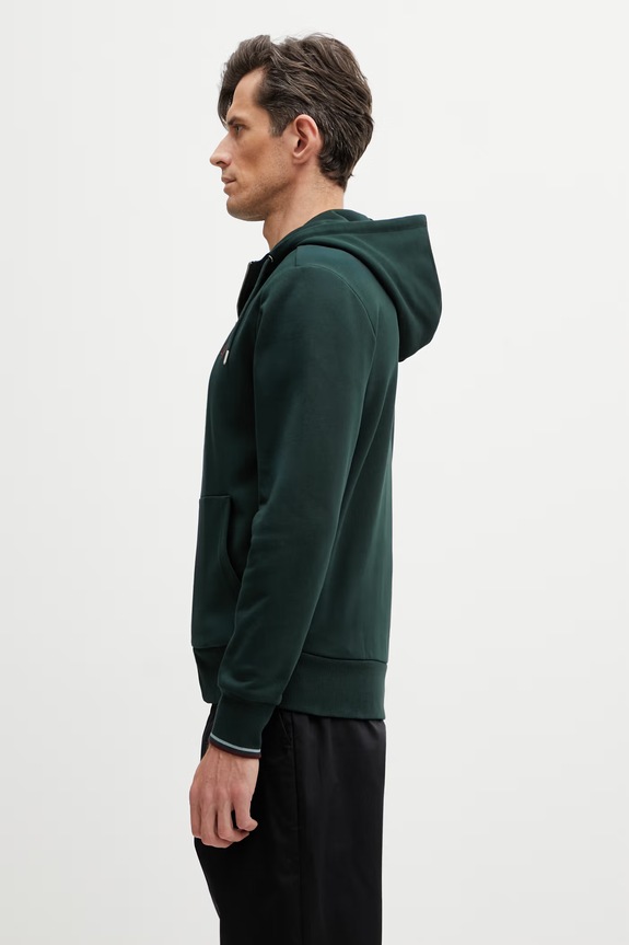 Fred Perry суичър с цип и качулка от памук мъжки J7536 зелен SS26