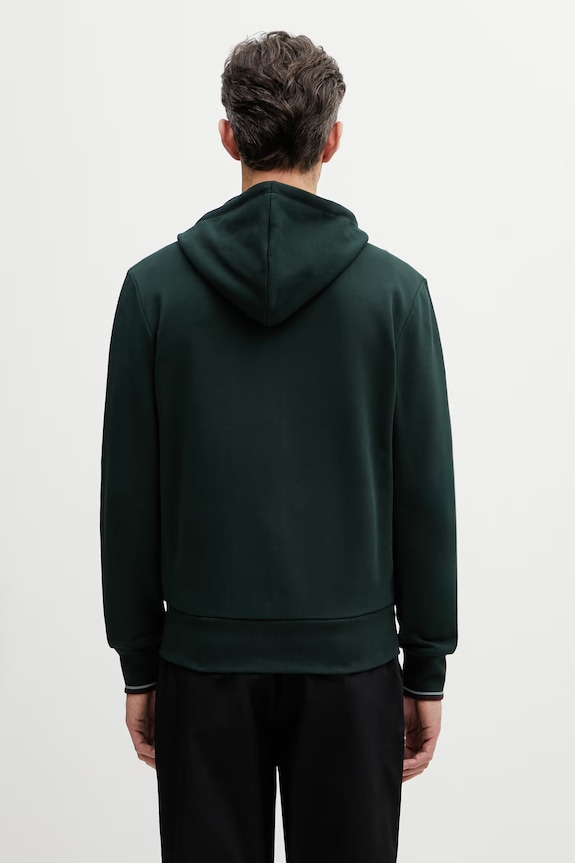 Дрехи Fred Perry суичър с цип и качулка от памук мъжки J7536 зелен