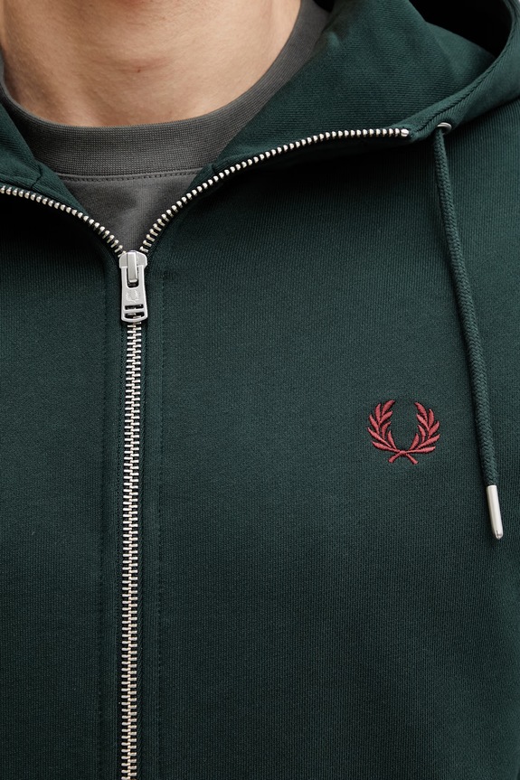 Fred Perry суичър с цип и качулка от памук мъжки зелен J7536