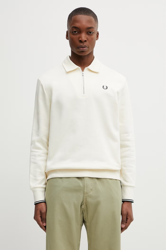 Bavlnená mikina Fred Perry bavlna béžová M2426