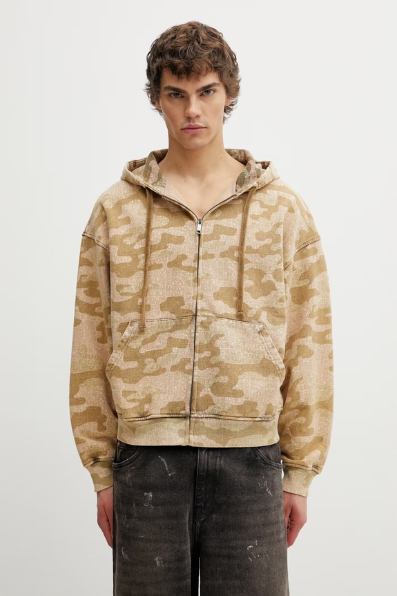 Daily Paper boxy camo блуза с цип памучна мъжка зелен 2610016