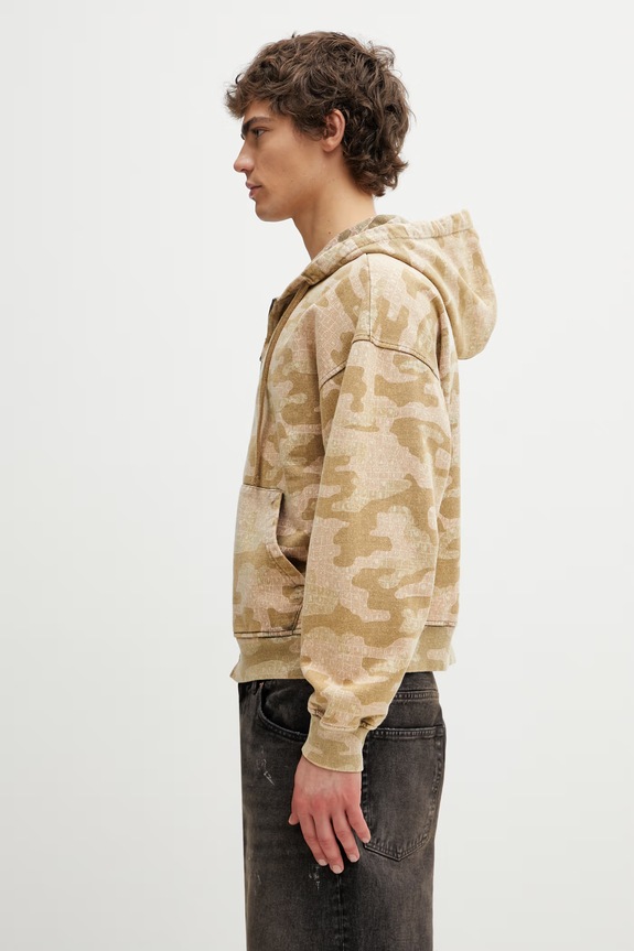 Daily Paper boxy camo блуза с цип памучна мъжка 2610016 зелен SS26