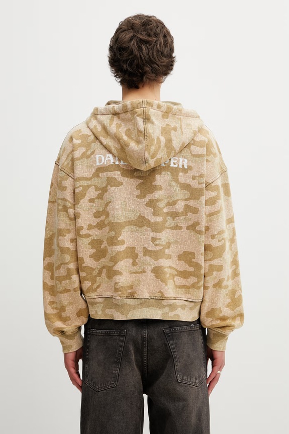 Daily Paper boxy camo блуза с цип памучна мъжка зелен 2610016