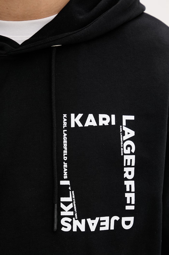 Karl Lagerfeld Jeans mikina s kapucňou pánska bavlnená B2M20028 čierna