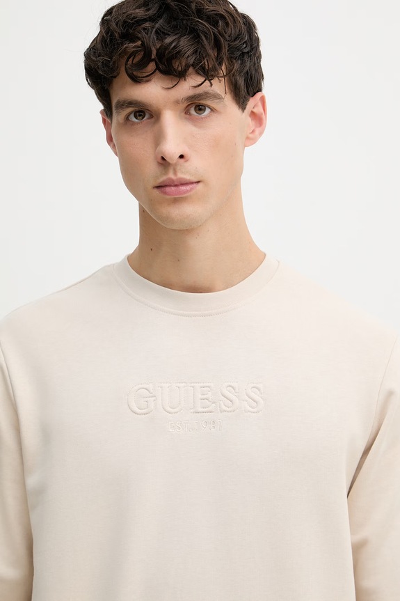 Guess mikina pánska bavlnená béžová M6GQ07.K3045