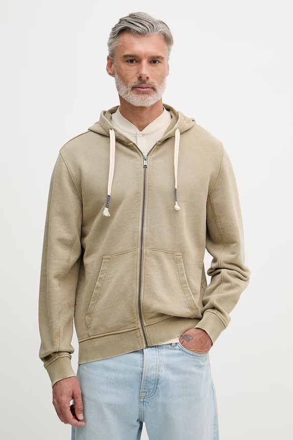 Guess mikina na zips s kapucňou pánska bavlnená zelená M6GQ15.K3019
