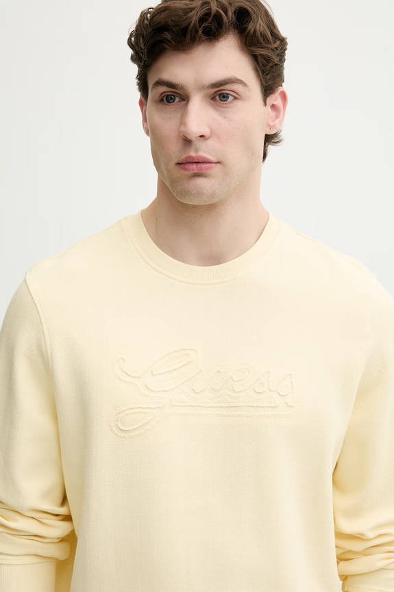 Guess felpa da uomo in cotone giallo M6GQ12.K3014