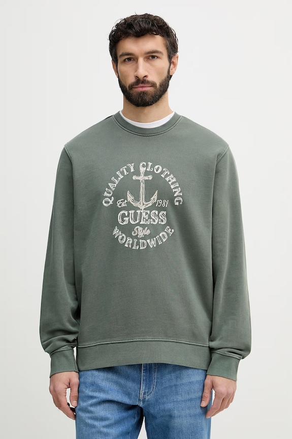 Guess mikina pánska bavlnená zelená M6GQ23.K3464