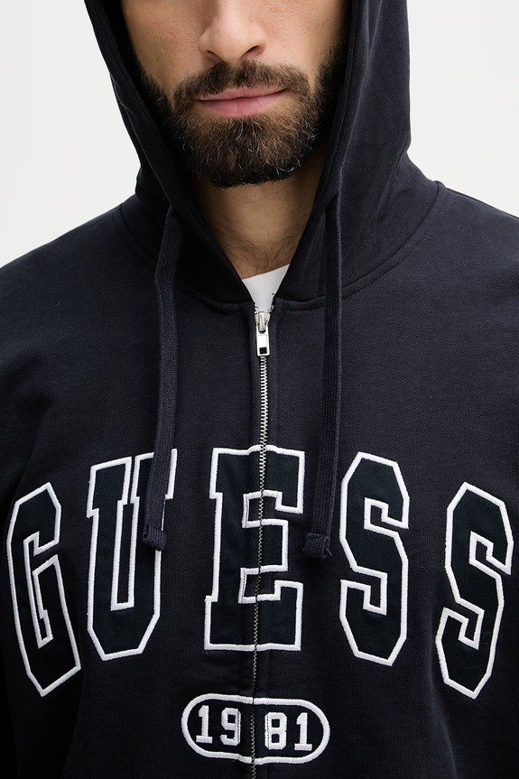 Guess hanorac cu fermoar bărbătesc de bumbac DAVIS M6GQ24.K3486 bleumarin