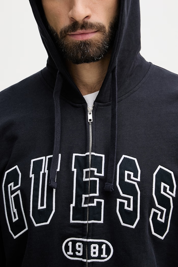 Guess hanorac cu fermoar bărbătesc de bumbac DAVIS M6GQ24.K3486 bleumarin