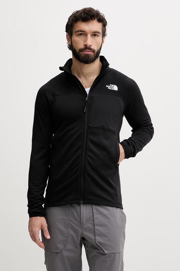 The North Face μπλούζα με κουμπιά Ανδρική Powergrid stormgap μαύρο NF0A8G2XJK31