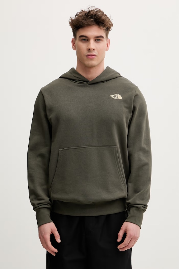 Ρούχα The North Face Μπλούζα με κουκούλα ανδρική με βαμβάκι MONTE NF0A8GA821L1 πράσινο