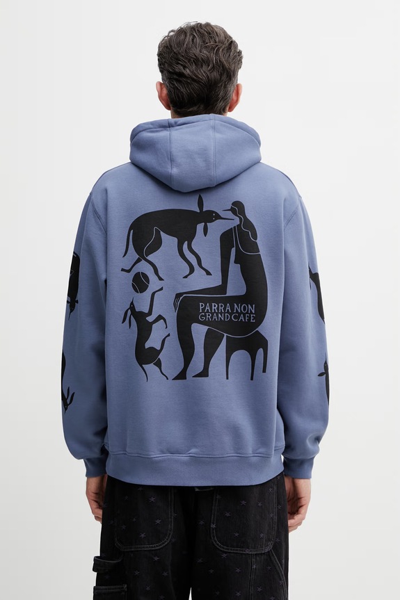 Abbigliamento By Parra Non grand cafe felpa con cappuccio con cotone da uomo 55231 blu