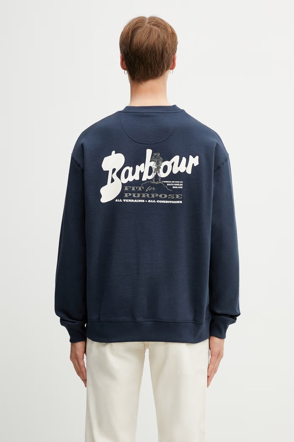 Barbour MOL0740NY91 felpa oversize in cotone da uomo blu navy MOL0740NY91