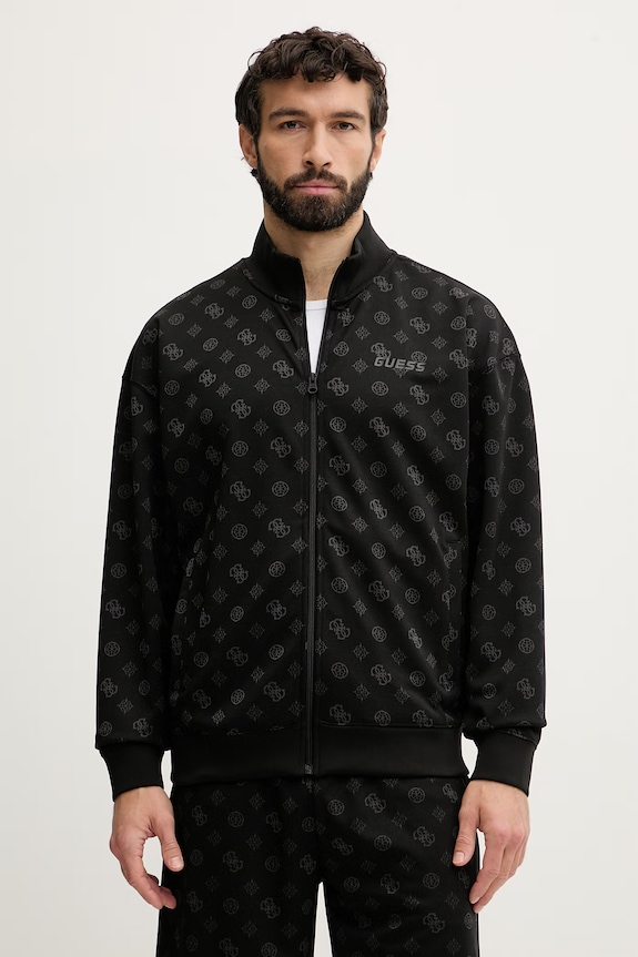 Guess hanorac cu fermoar pentru bărbați OVIDIO negru Z6GQ07.K2849