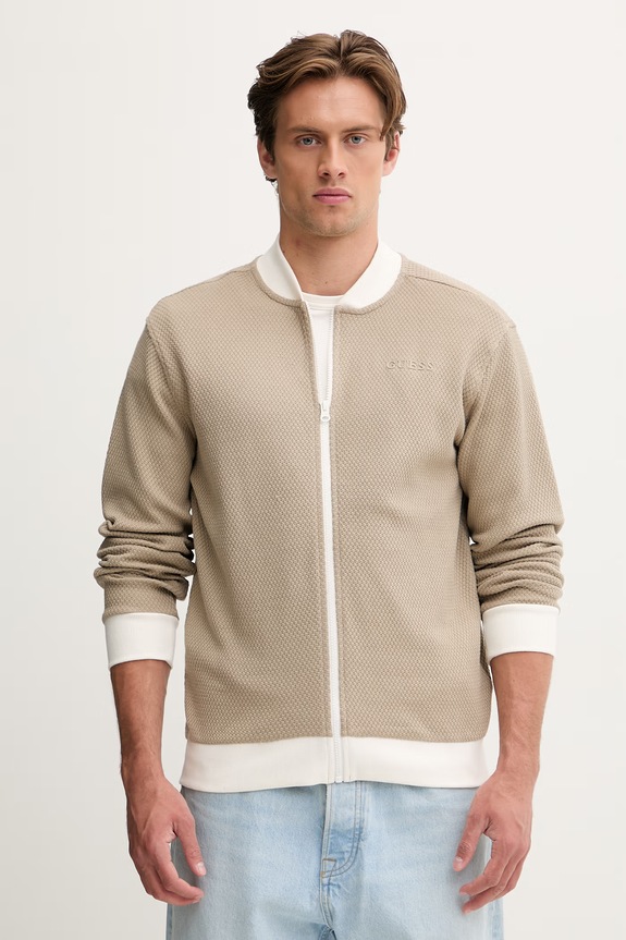 Guess bluza rozpinana męska bawełniana beżowy Z6GQ31.K3503