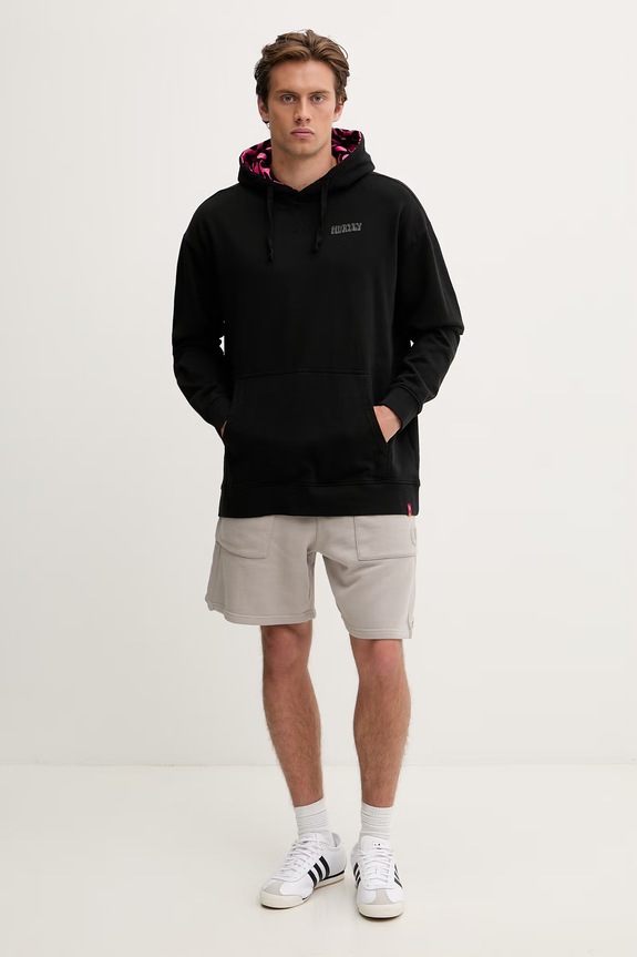 Hurley bluza z kapturem męska bawełniana BUBBLE MFTEUMT0002 czarny SS26
