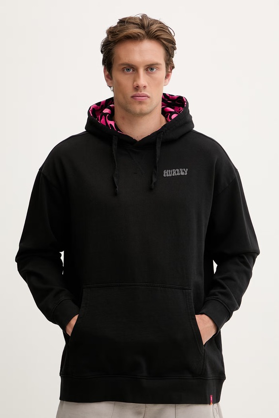 Odzież Hurley bluza z kapturem męska bawełniana BUBBLE MFTEUMT0002 czarny