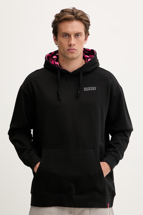 Odzież Hurley bluza z kapturem męska bawełniana BUBBLE MFTEUMT0002 czarny